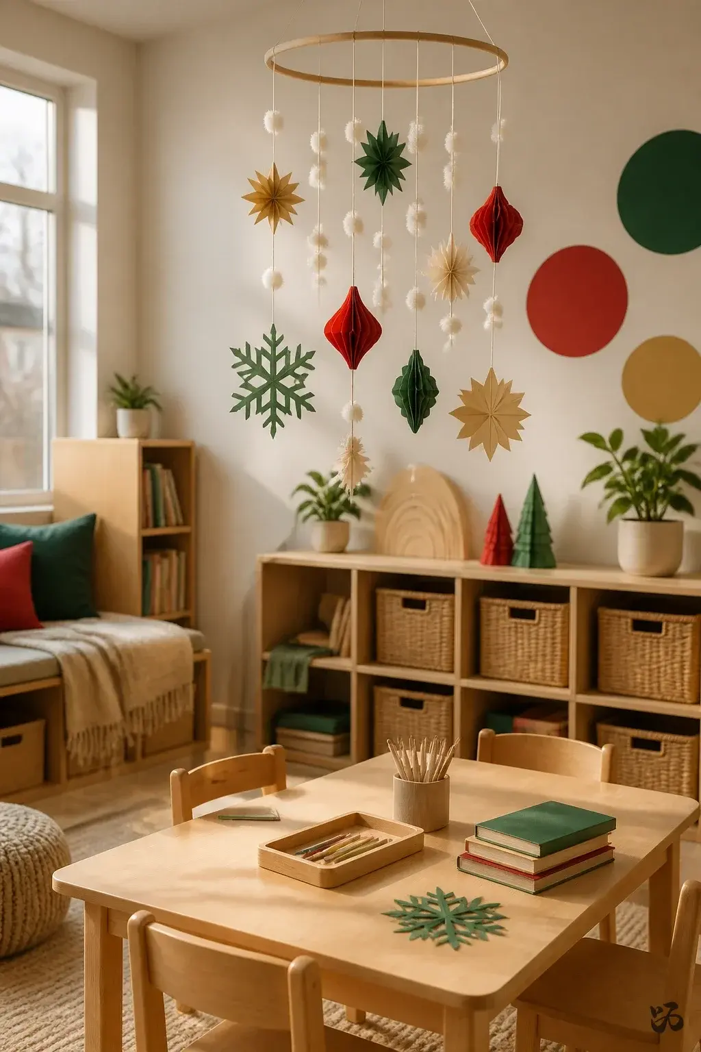 Nut-free Christmas classroom treat or craft: Festive Paper Ornament Mobile