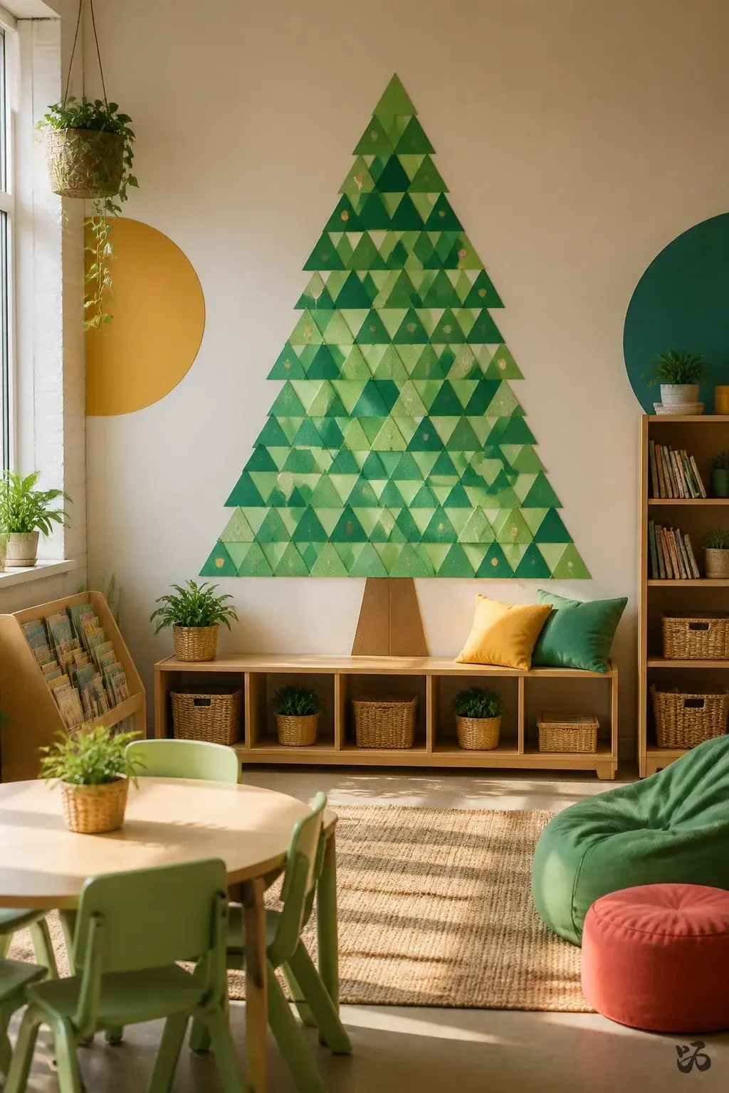 DIY paper Christmas classroom decoration: Cardstock Christmas Tree Wall Mosaic