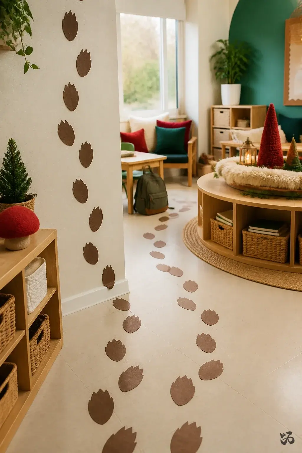 DIY paper Christmas classroom decoration: Reindeer Footprint Trail