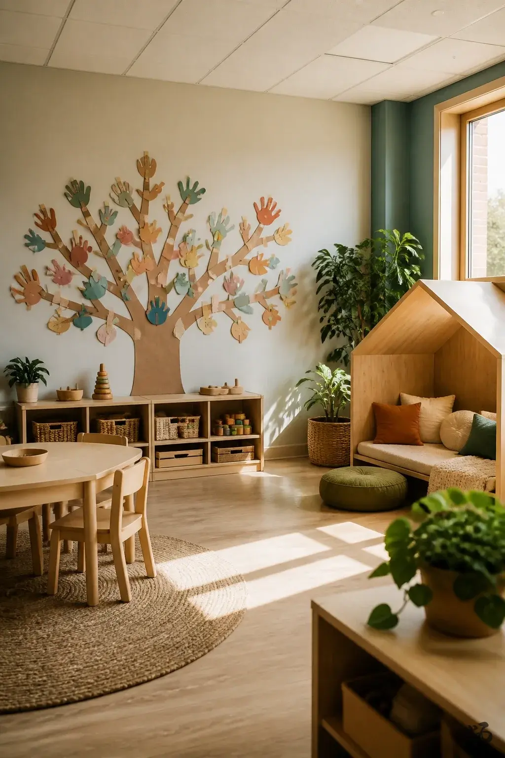DIY paper Christmas classroom decoration: Cardboard Tree Silhouette with Paper Filling