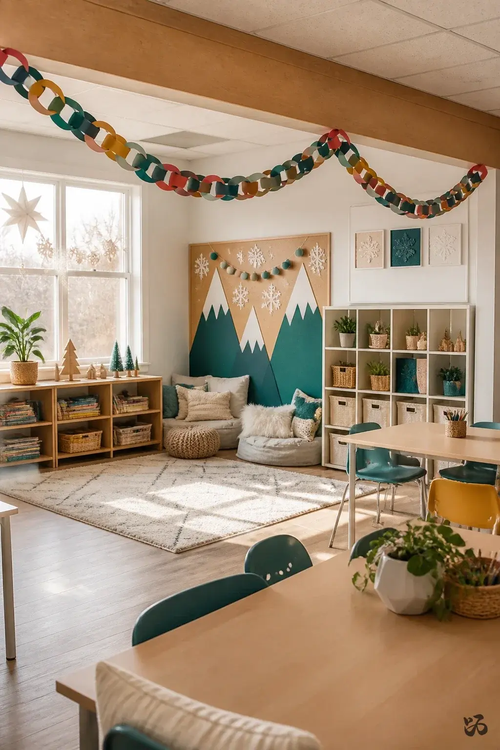 Christmas classroom wall decor idea: Paper Chain Countdown to Winter Break
