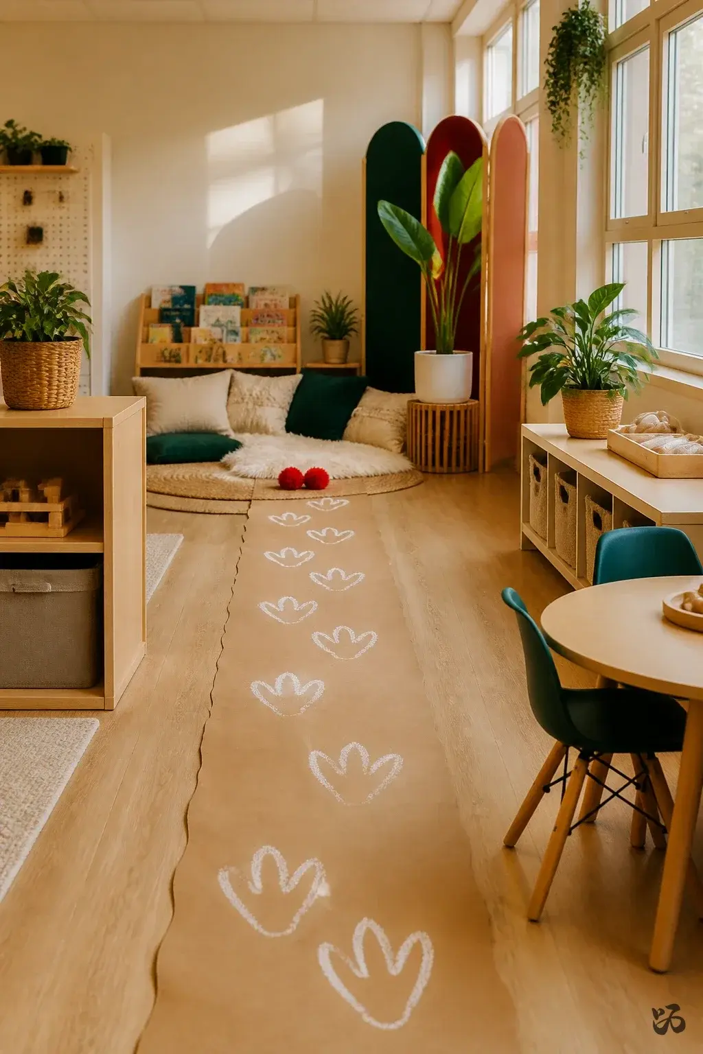 Christmas classroom wall decor idea: Reindeer Footprint Path