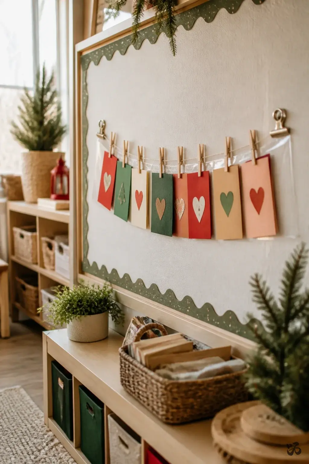 Christmas classroom wall decor idea: Warm Wishes Wall Card Carousel