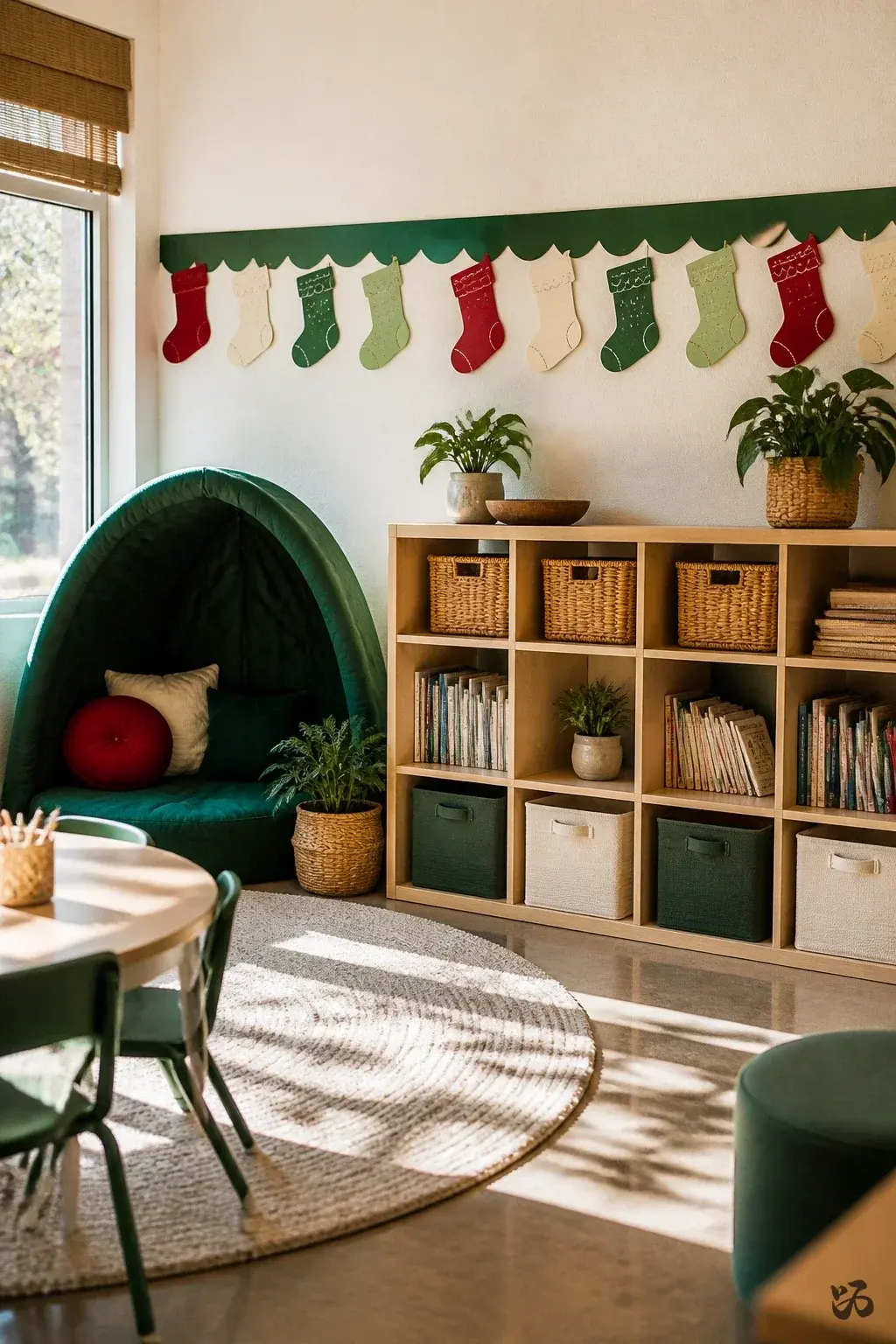 Christmas classroom wall decor idea: Stocking Stencil Border