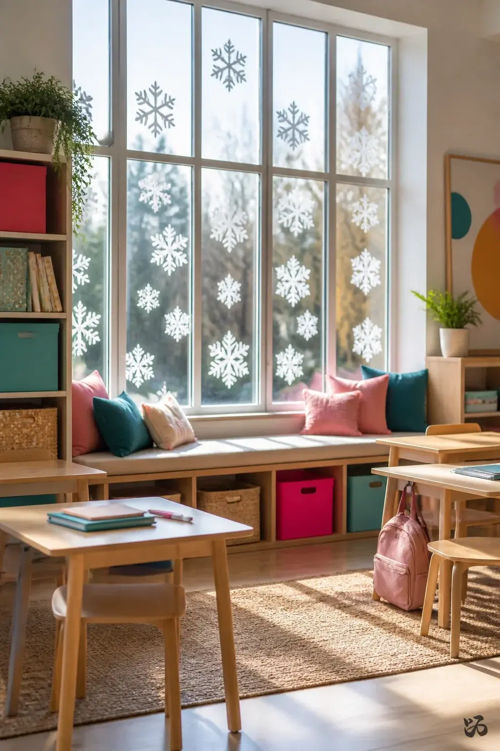 Christmas classroom wall decor idea: Snowflake Window Clings (Removable)