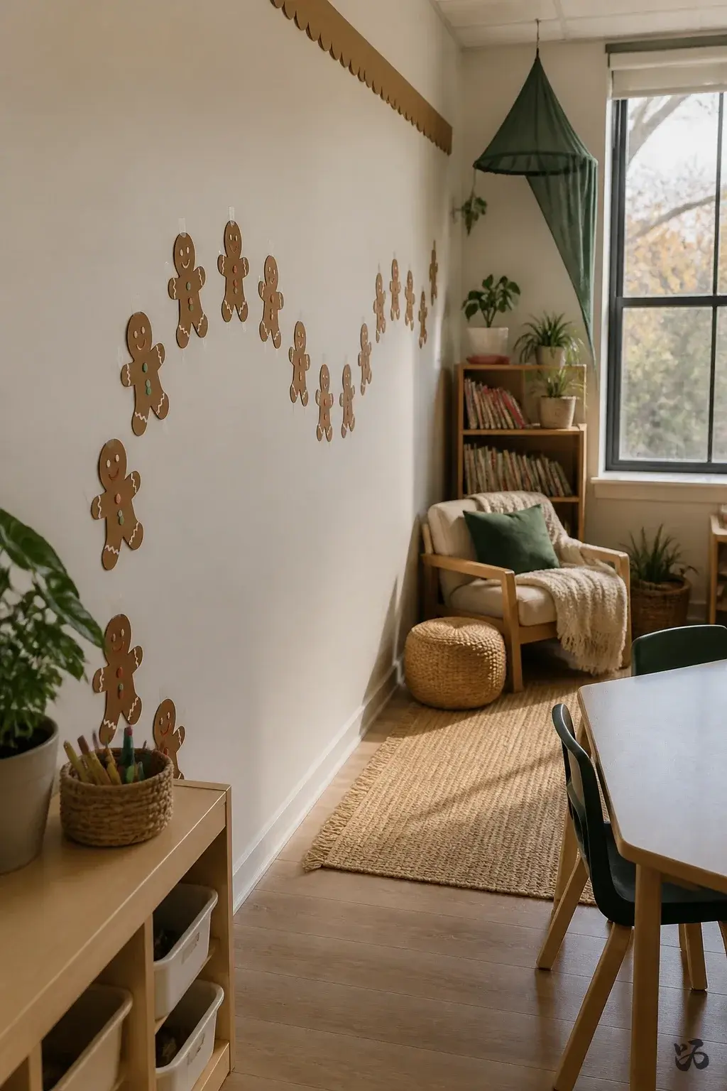 Christmas classroom wall decor idea: Gingerbread Man Wall Trail