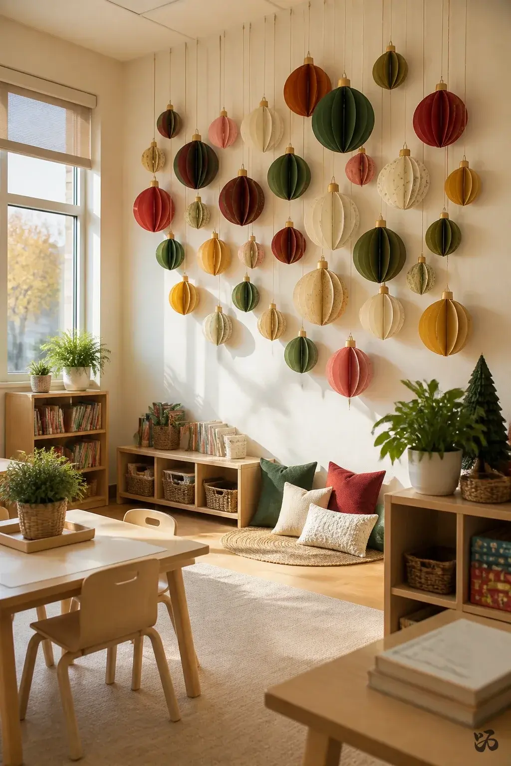 Christmas classroom wall decor idea: Ornament Wall Orbs