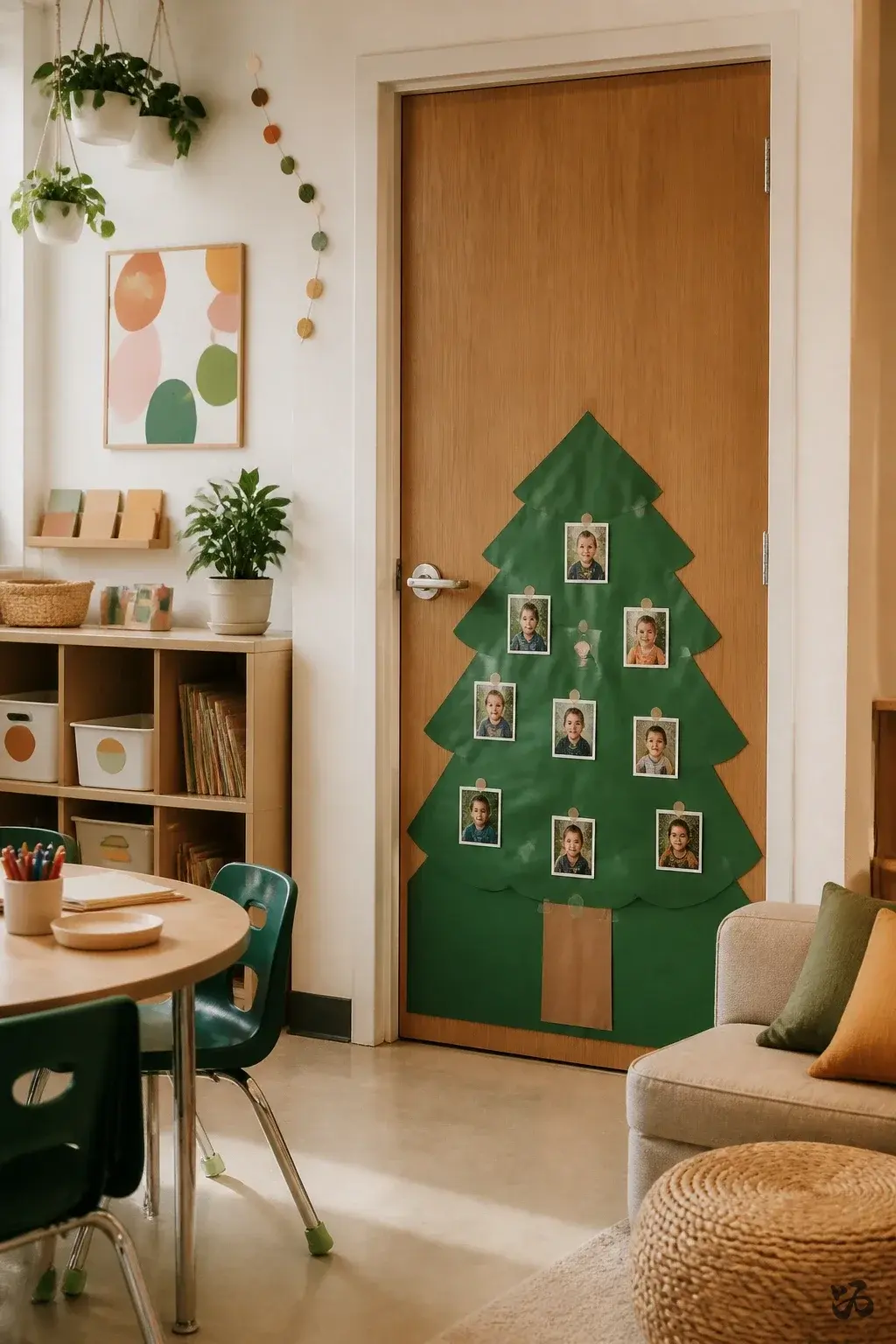 Classroom Christmas tree idea: Door-Sized Christmas Tree Drape