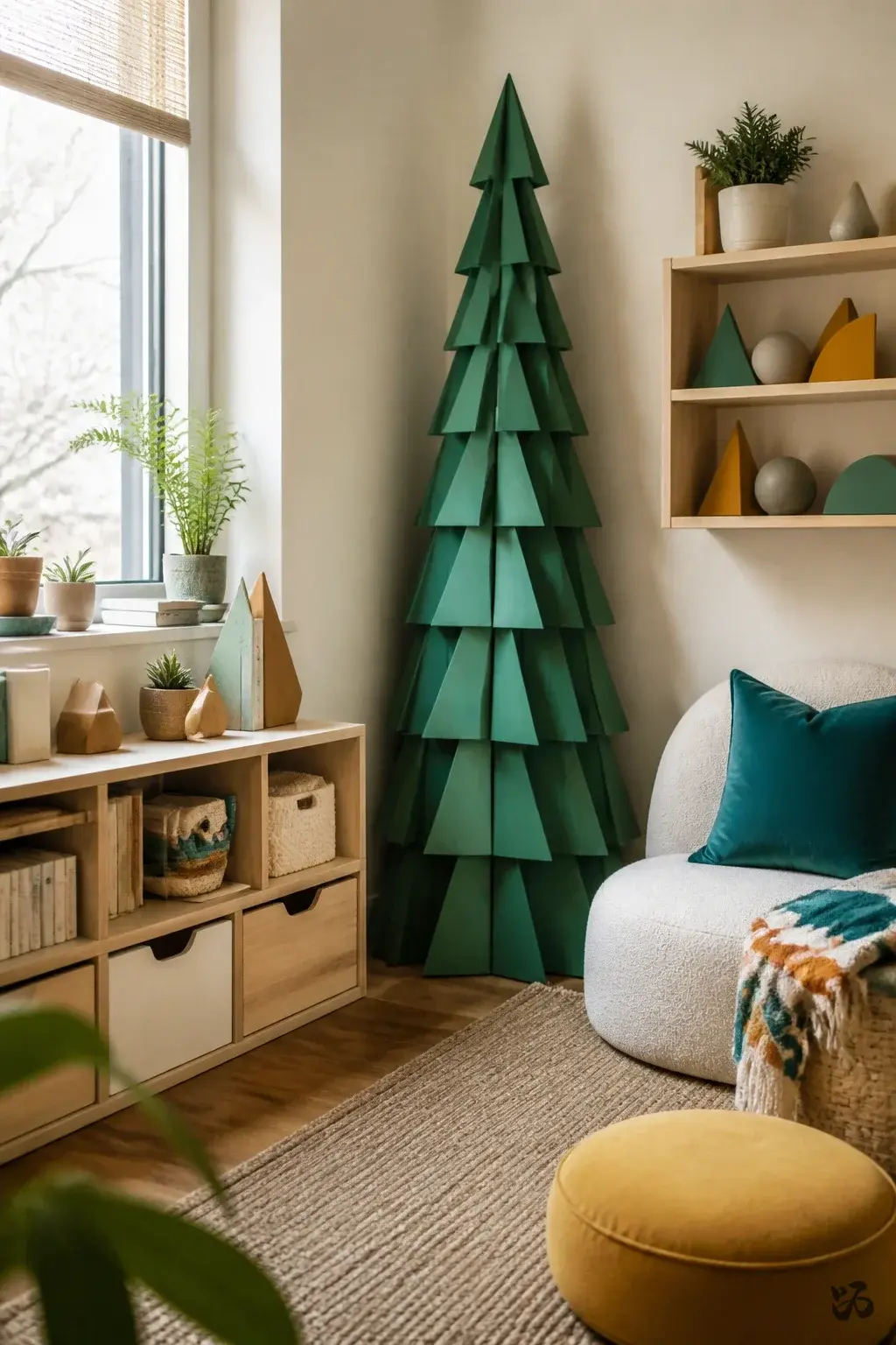 Classroom Christmas tree idea: Minimalist Tree of Cardstock Triangles