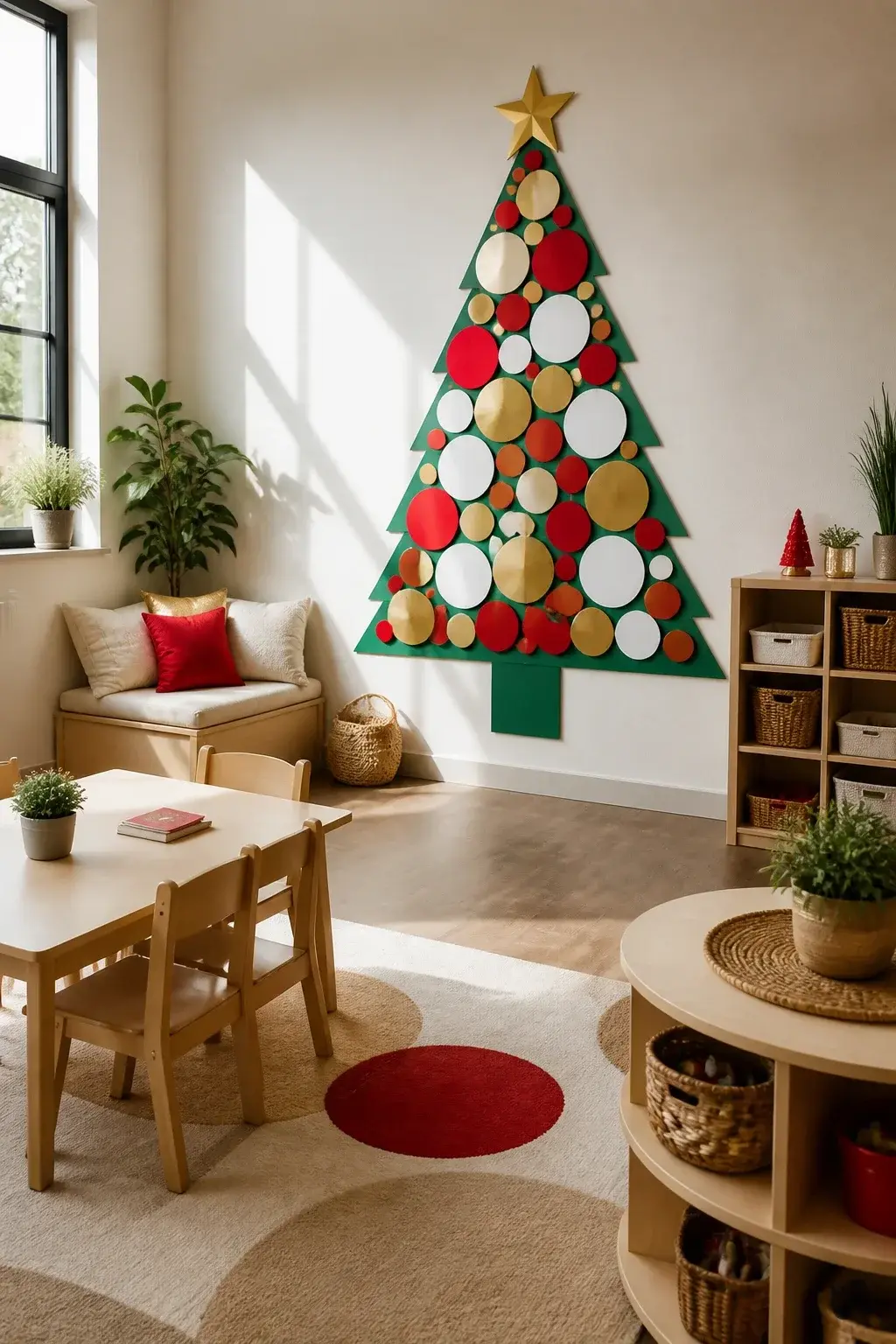 Classroom Christmas tree idea: Glitter-Free Paper Circle Tree