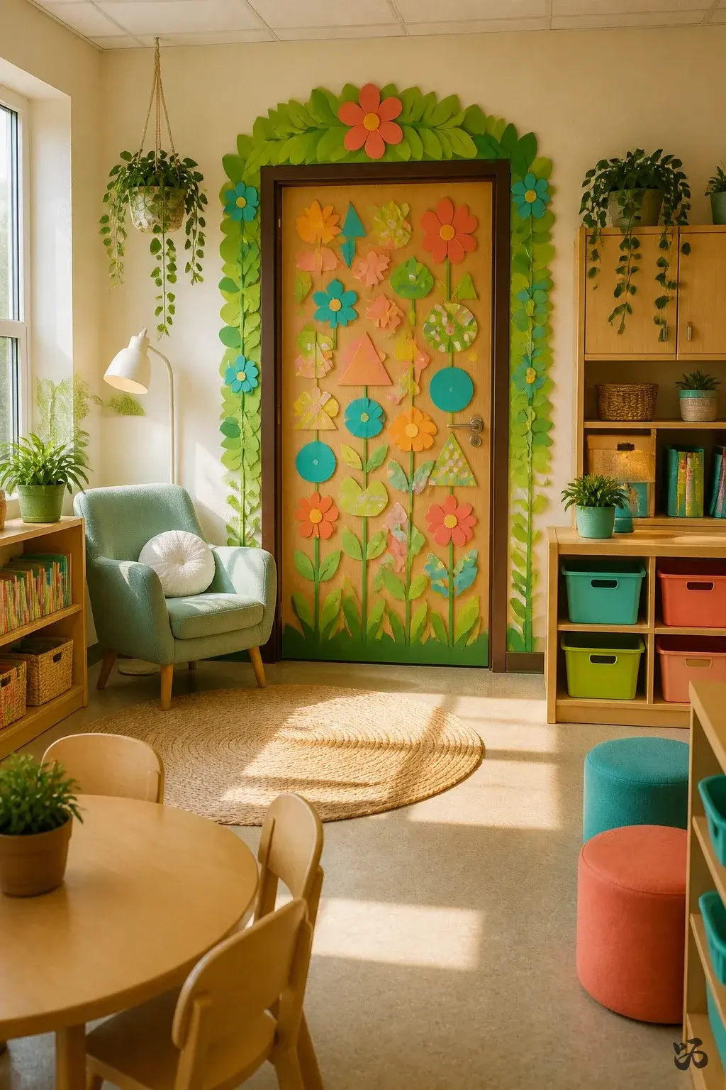 Classroom door idea: Colorful Alphabet Door Garden
