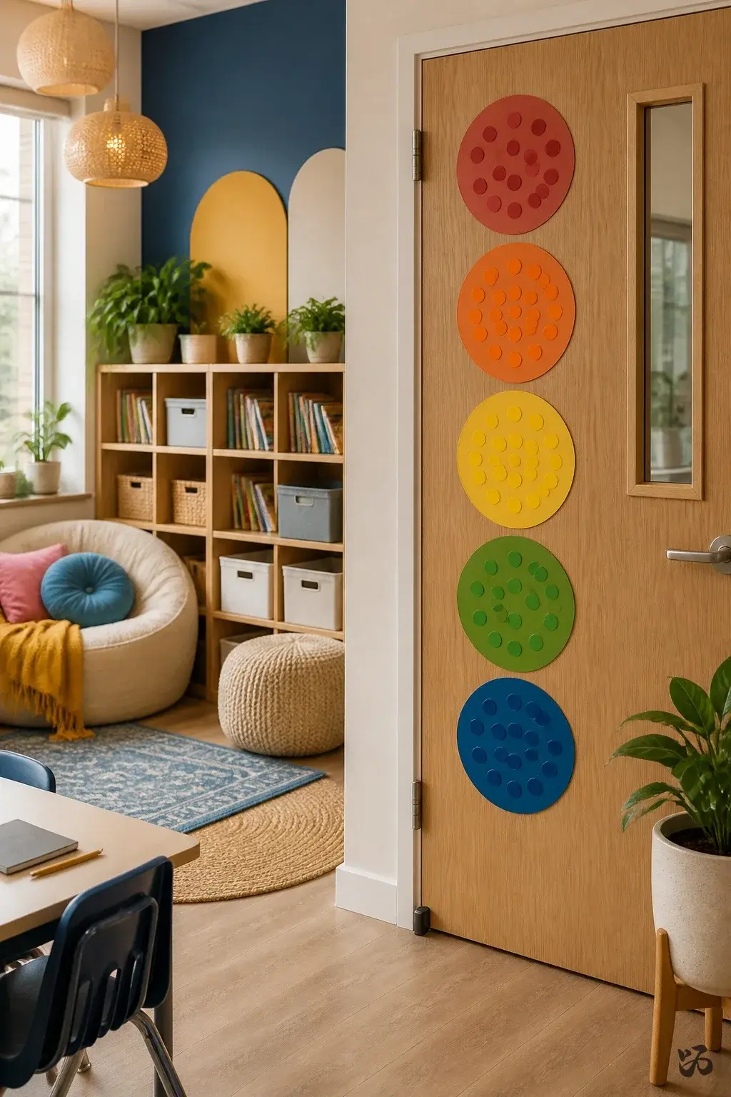 Classroom door idea: Color Point Wall for Behavior Goals