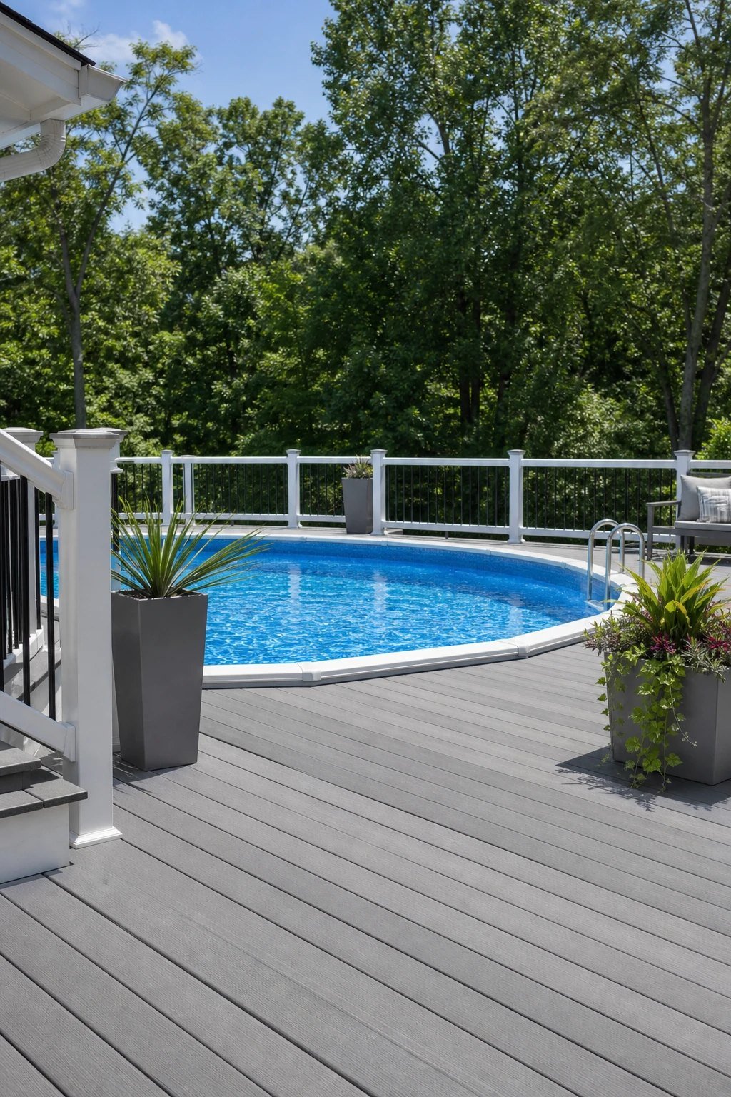 Composite decking in gray