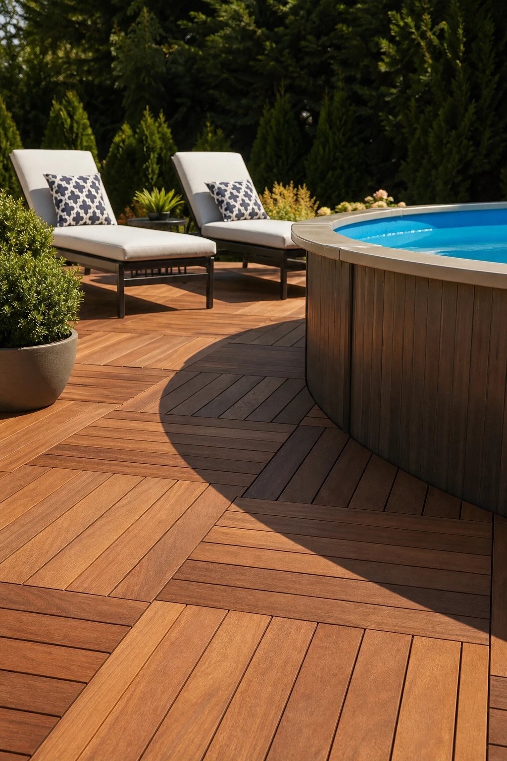 Deck tiles over a patio