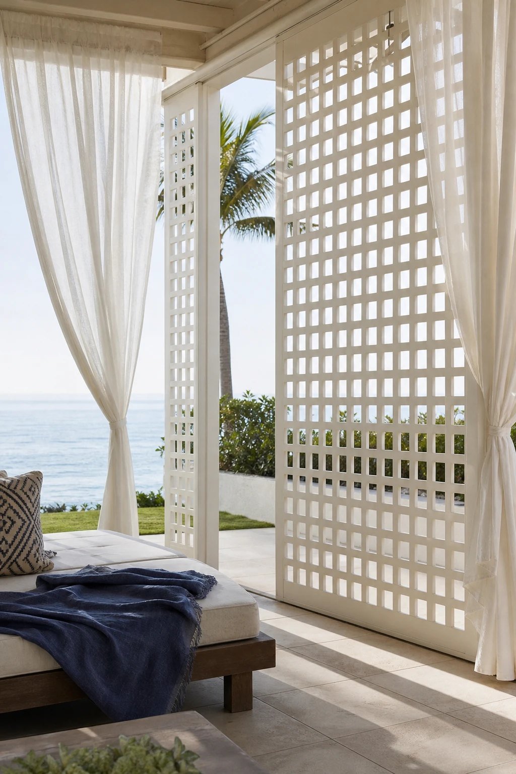 Breezy coastal lattice with sheers