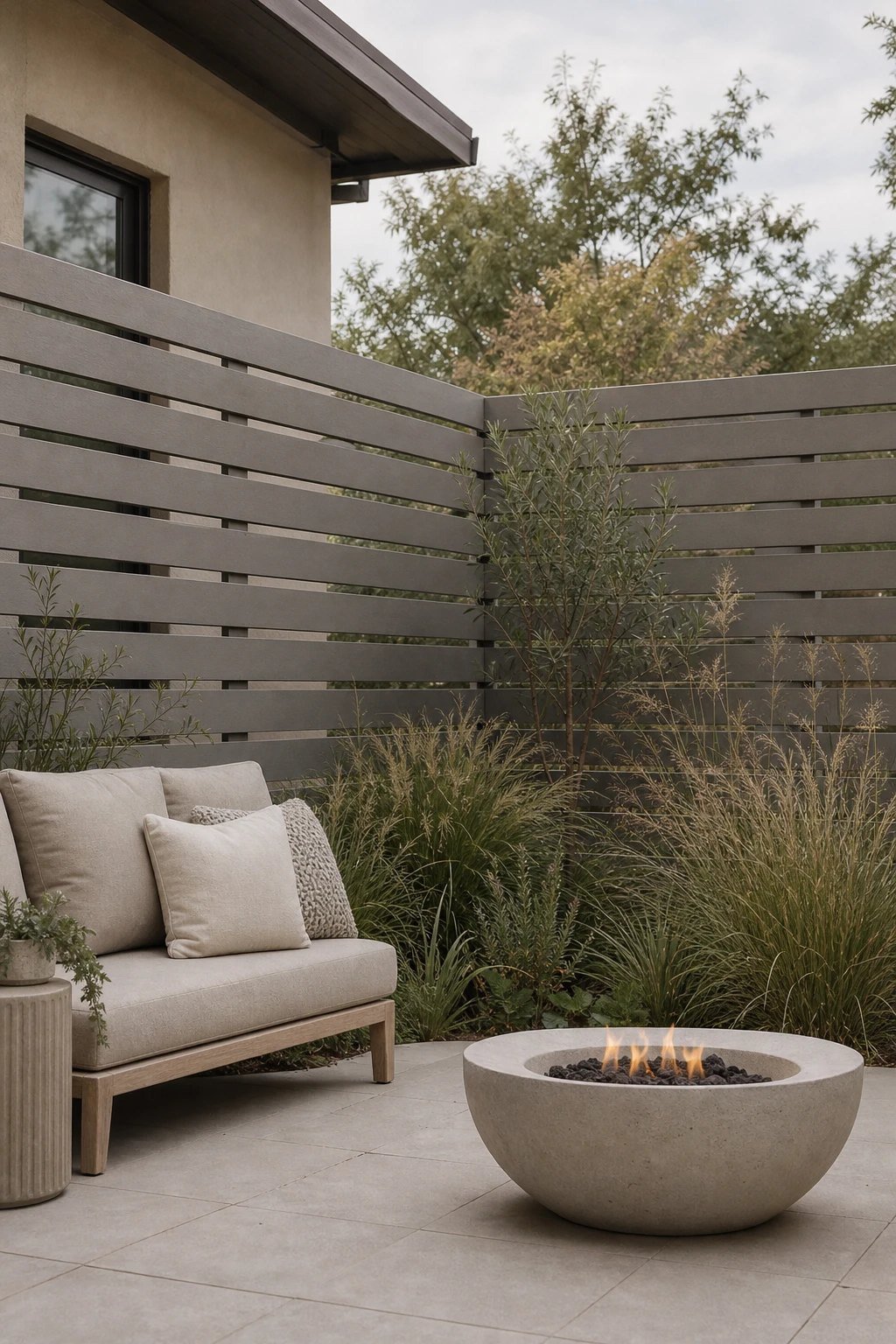 Composite slats in soft neutrals