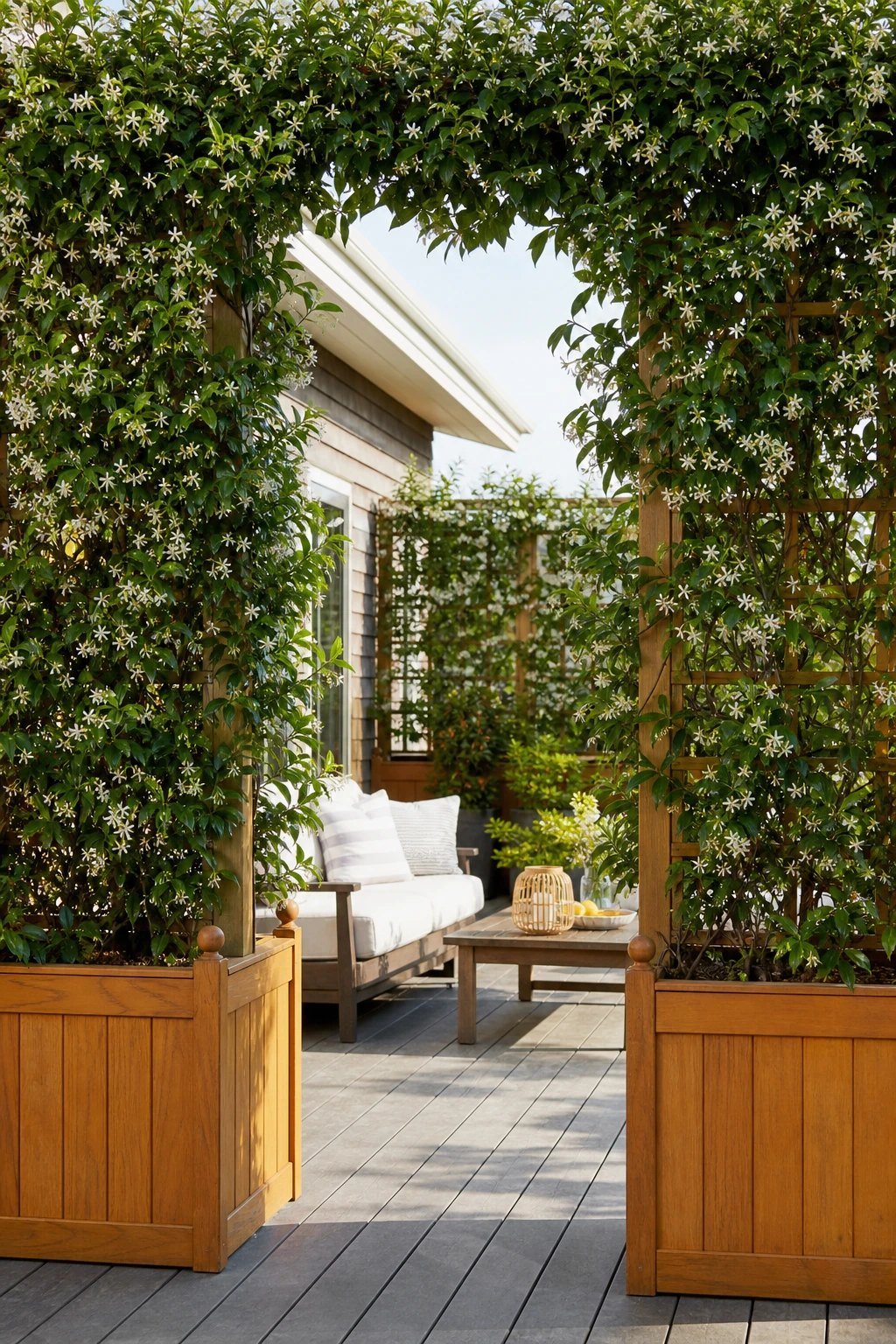 Planter boxes with trellises