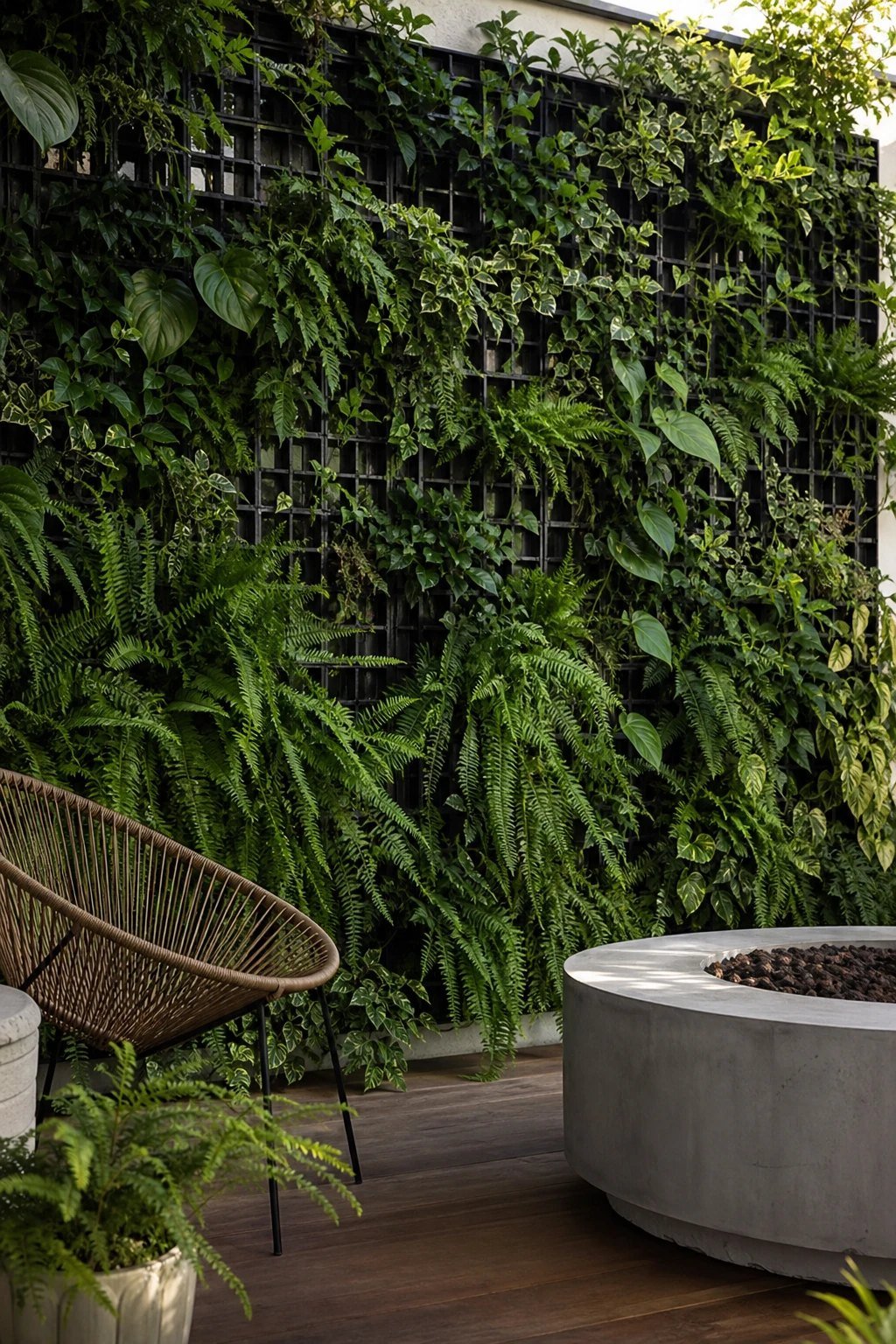 A living wall of ferns
