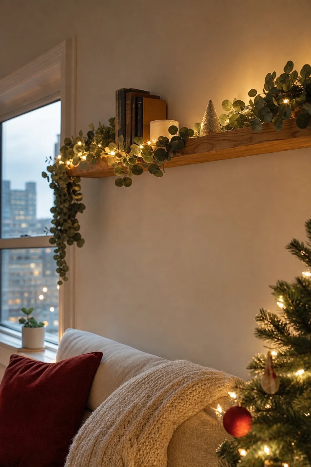 Greenery on open shelves