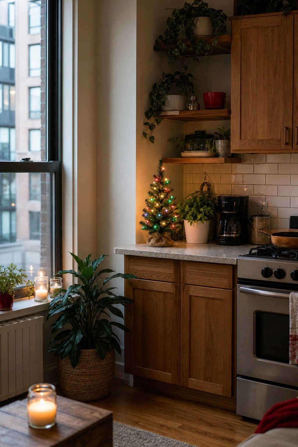 A mini tree on the counter