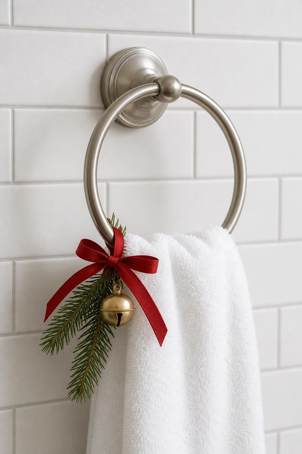 A decorated towel ring