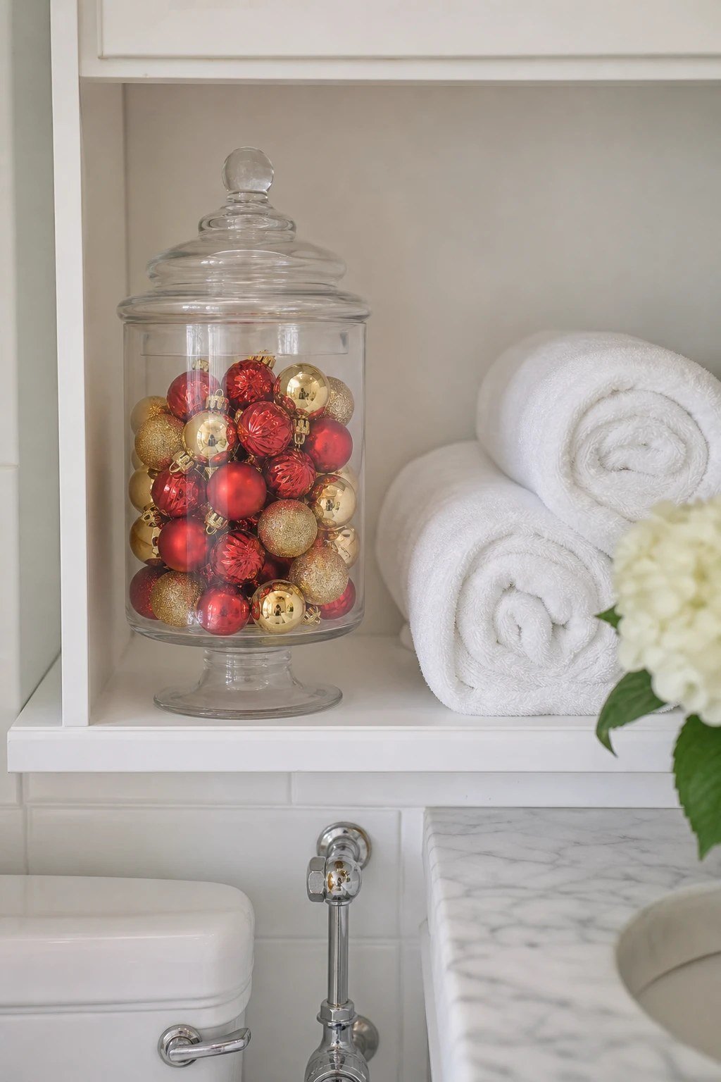 Ornaments in a glass jar