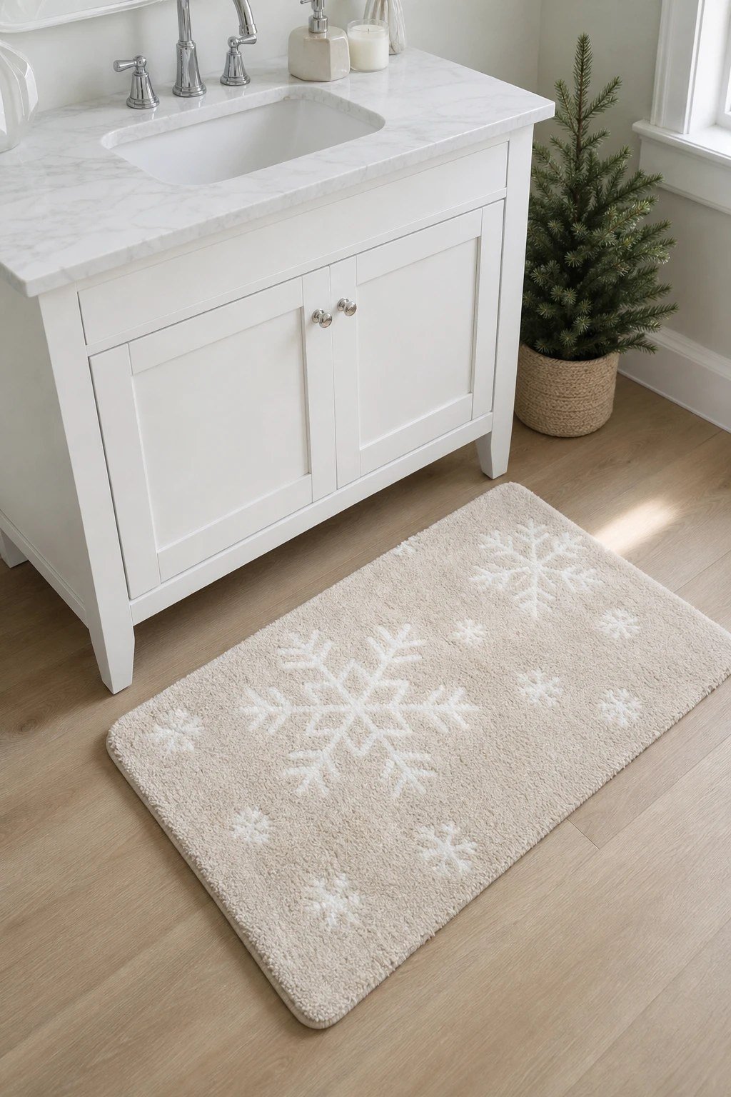 A Christmas bath rug