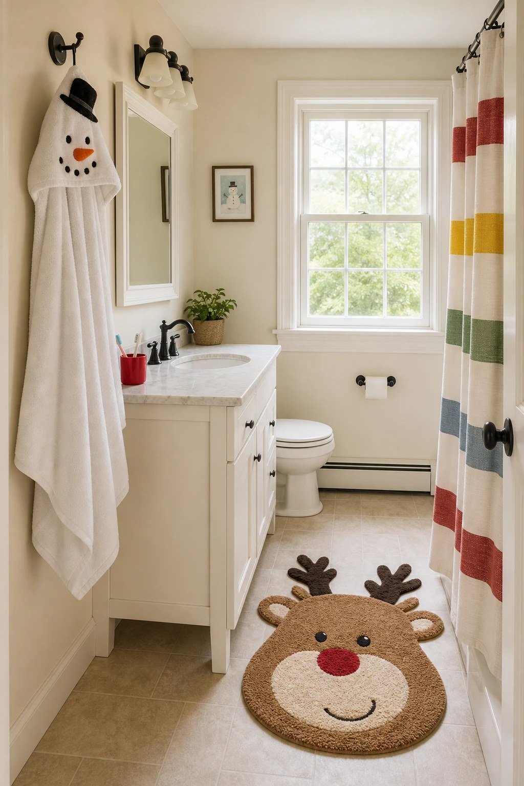 A fun bath mat and towels for children