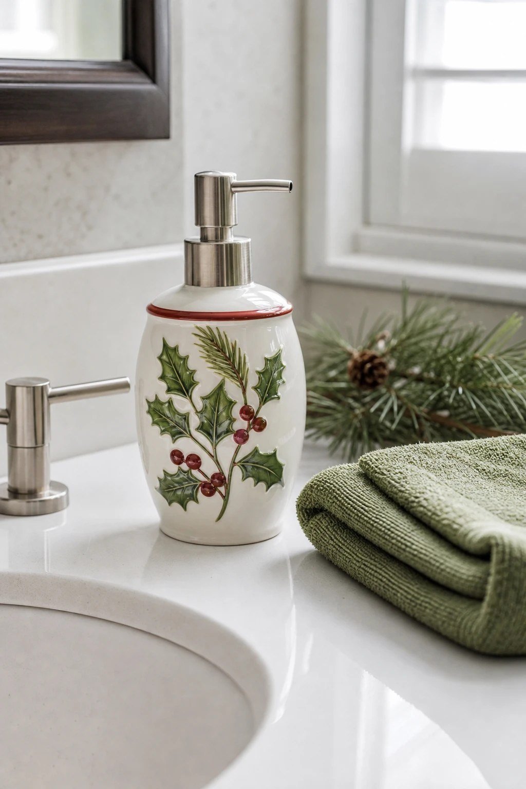 A festive soap dispenser