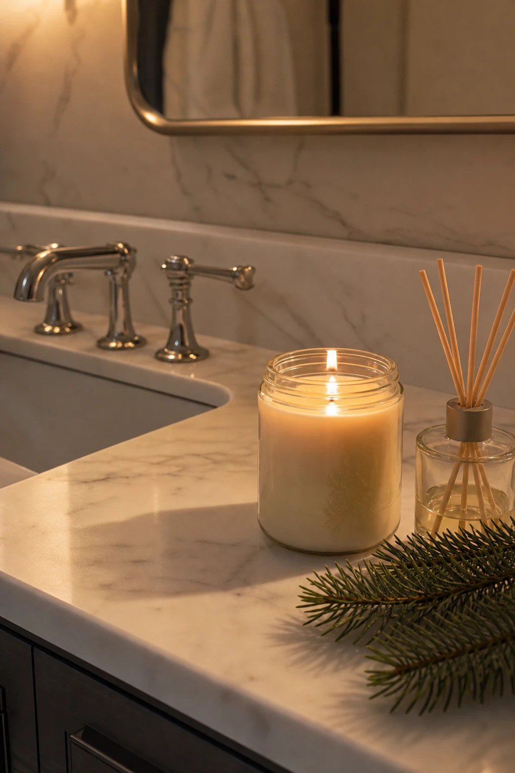 A holiday scented candle