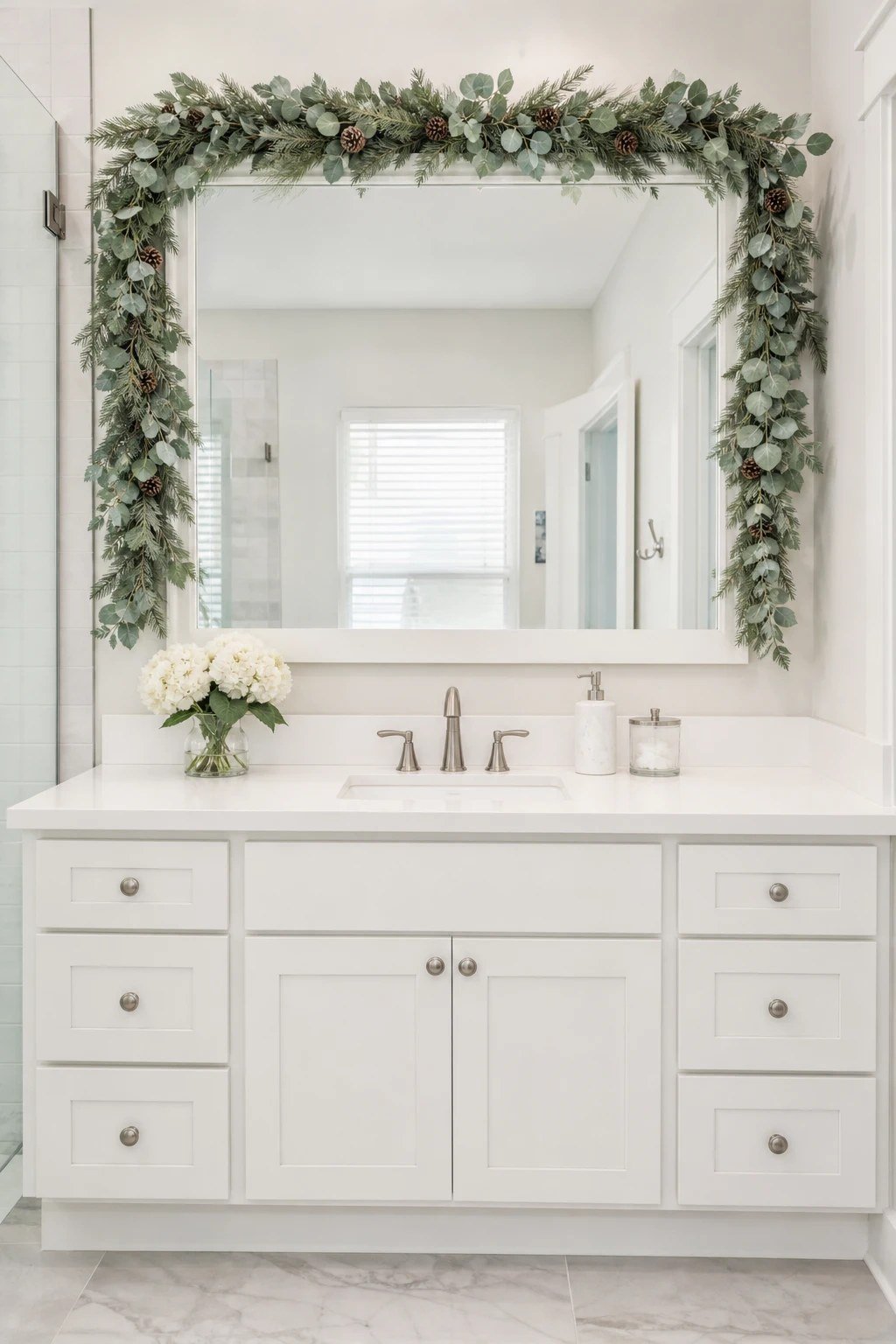A garland over the mirror