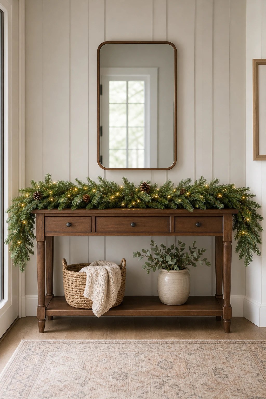 A garland down the length of the table