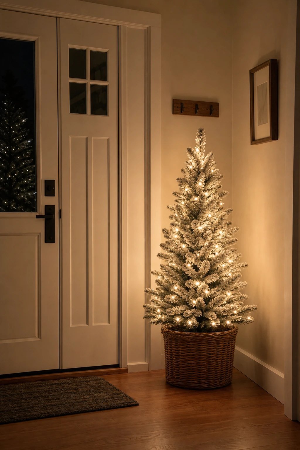 A tree in a basket in the corner