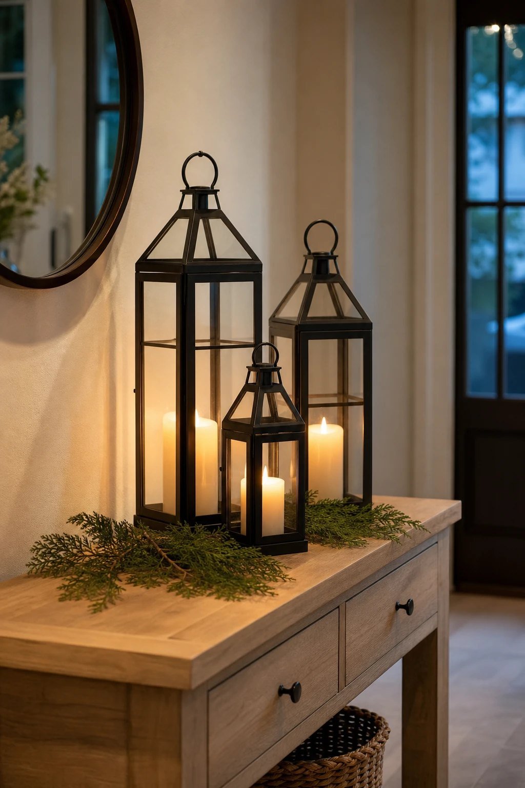 Lanterns on one end
