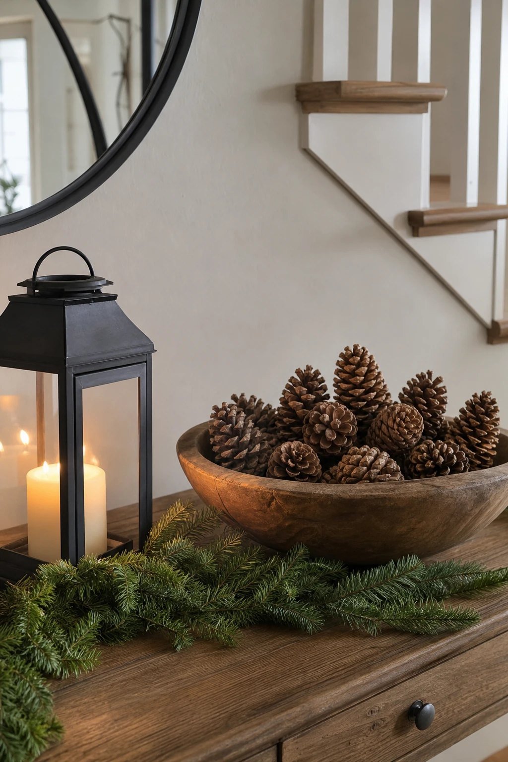 Swap ornaments for pinecones