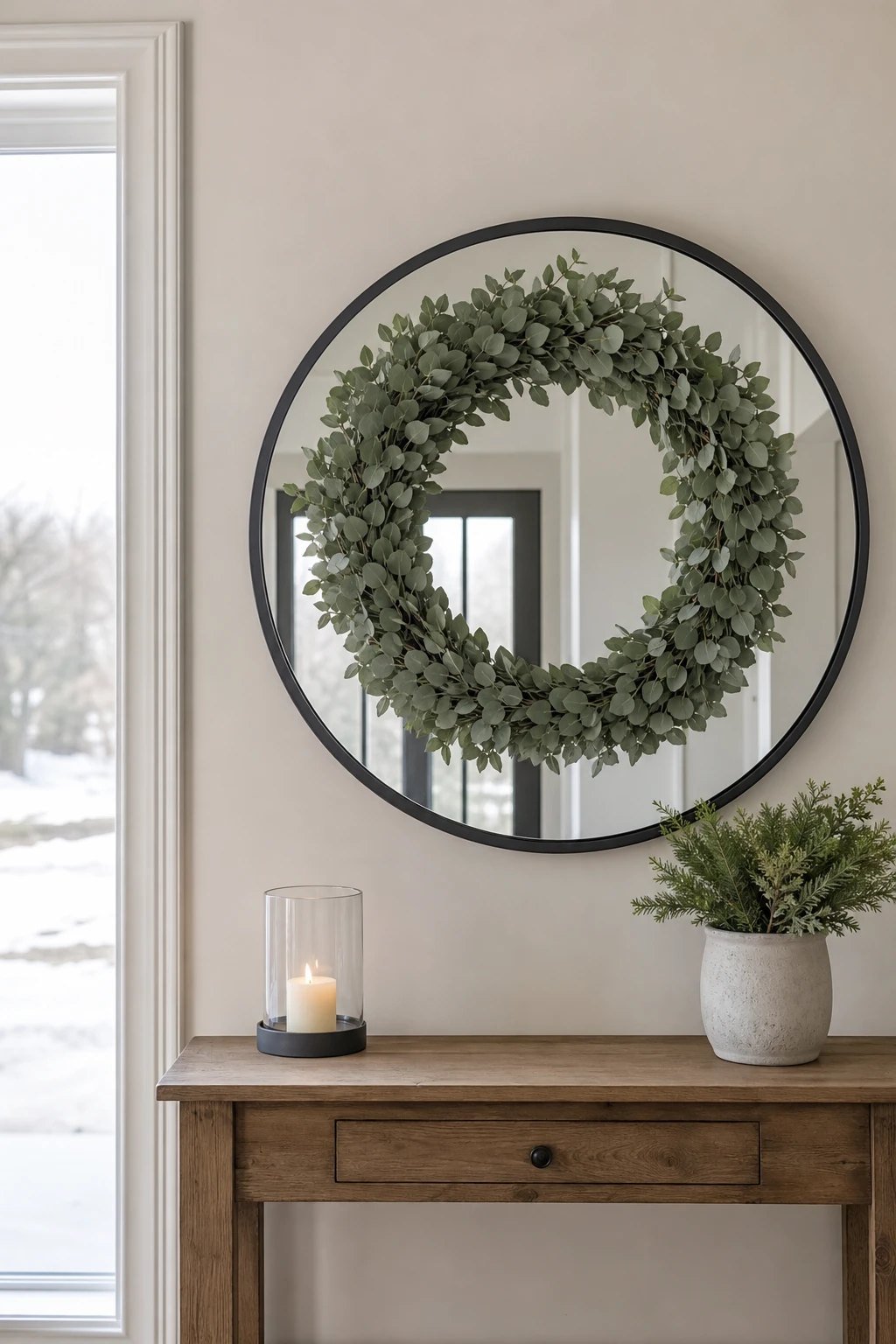 A winter wreath that stays up