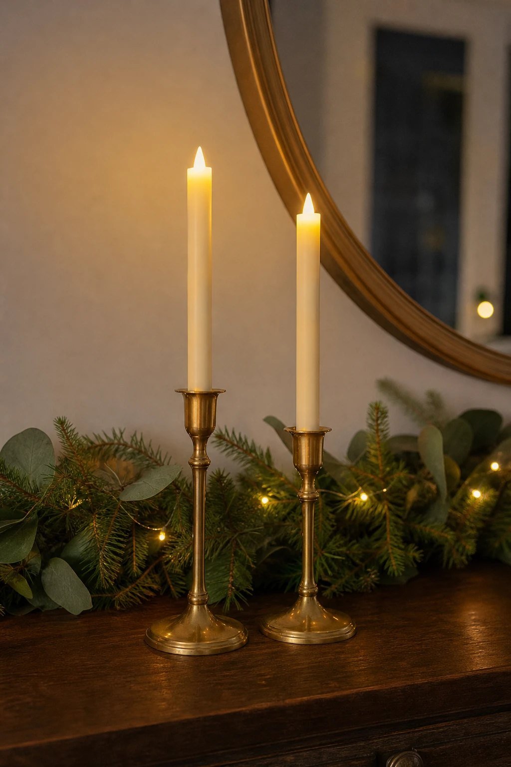 Candlelight in brass holders