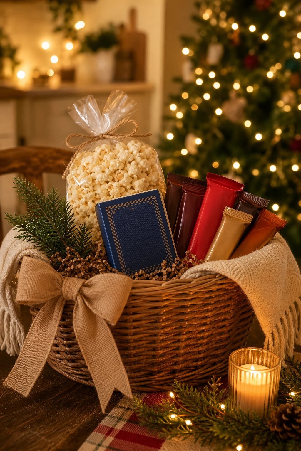 A game night gift basket with a small card game box