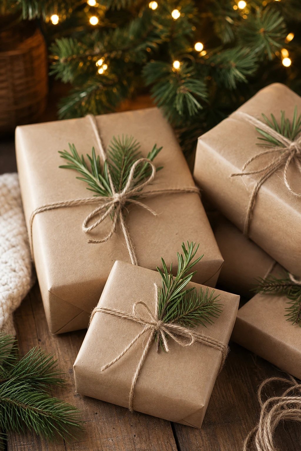 Twine and a sprig of greenery