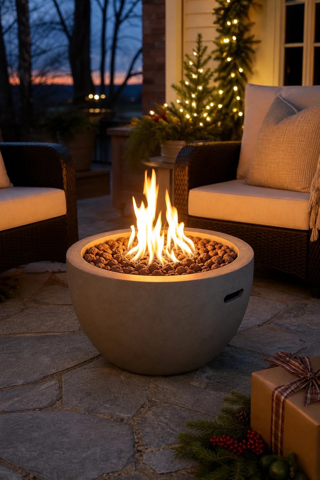 A propane fire pit