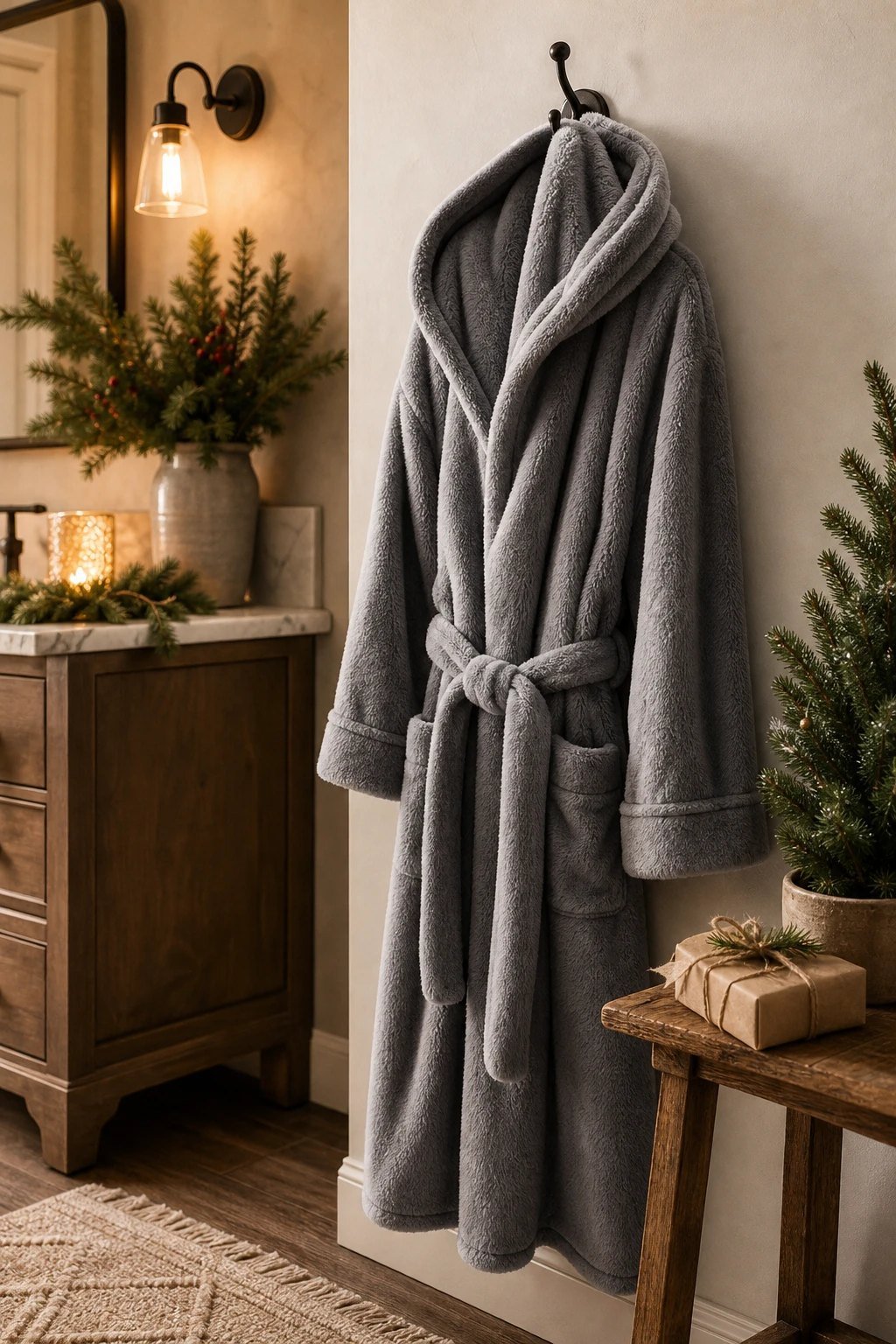 A plush hooded robe