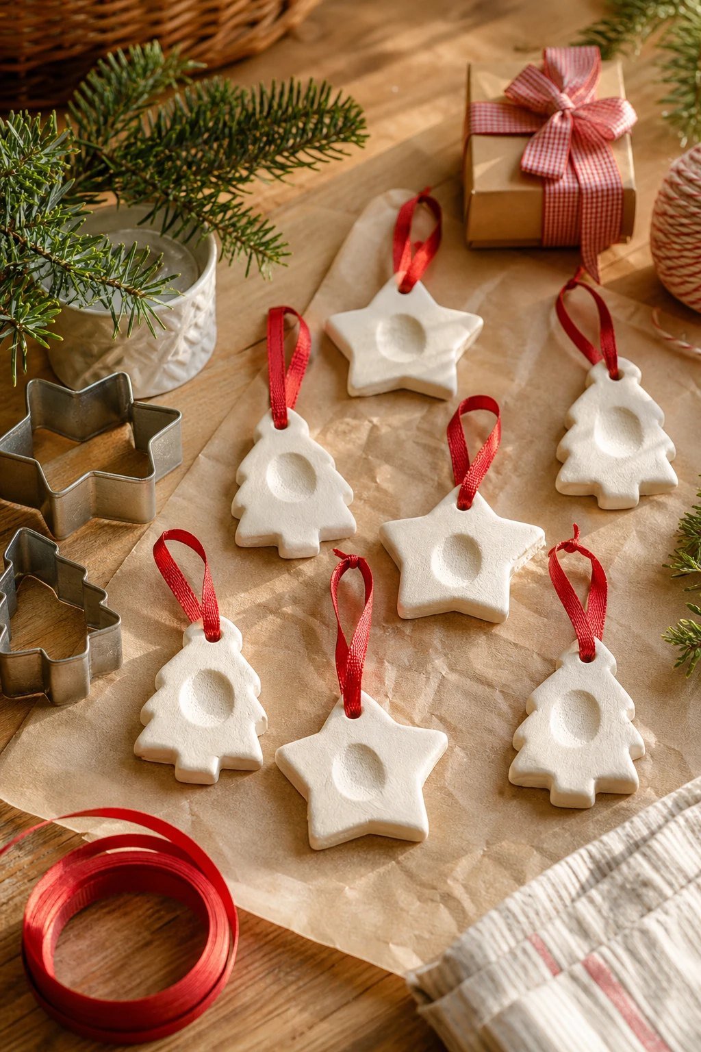 Cookie cutter clay star ornaments