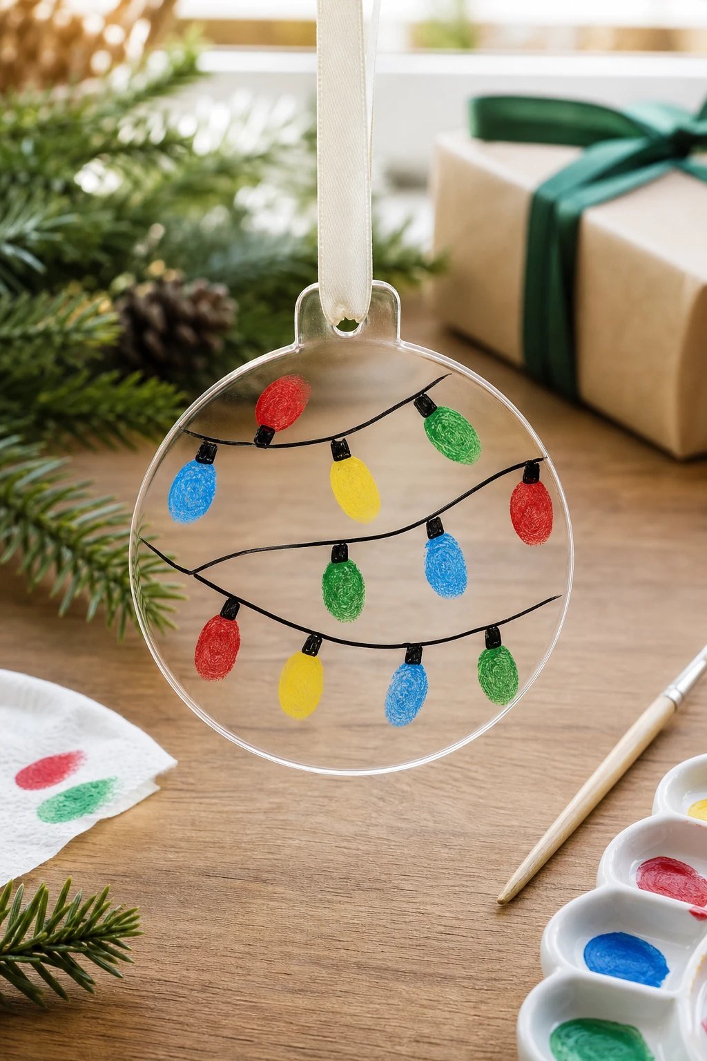 A fingerprint Christmas lights ornament