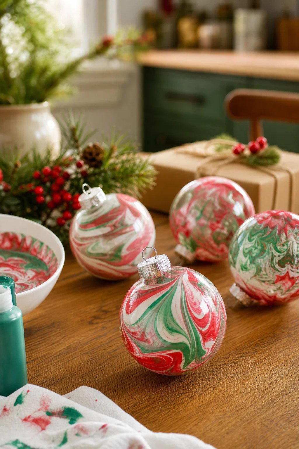 A swirl paint ball ornament with their name