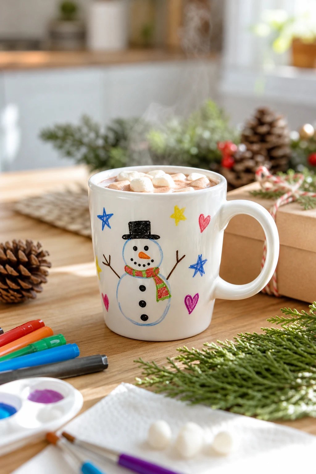 A hand painted coffee mug
