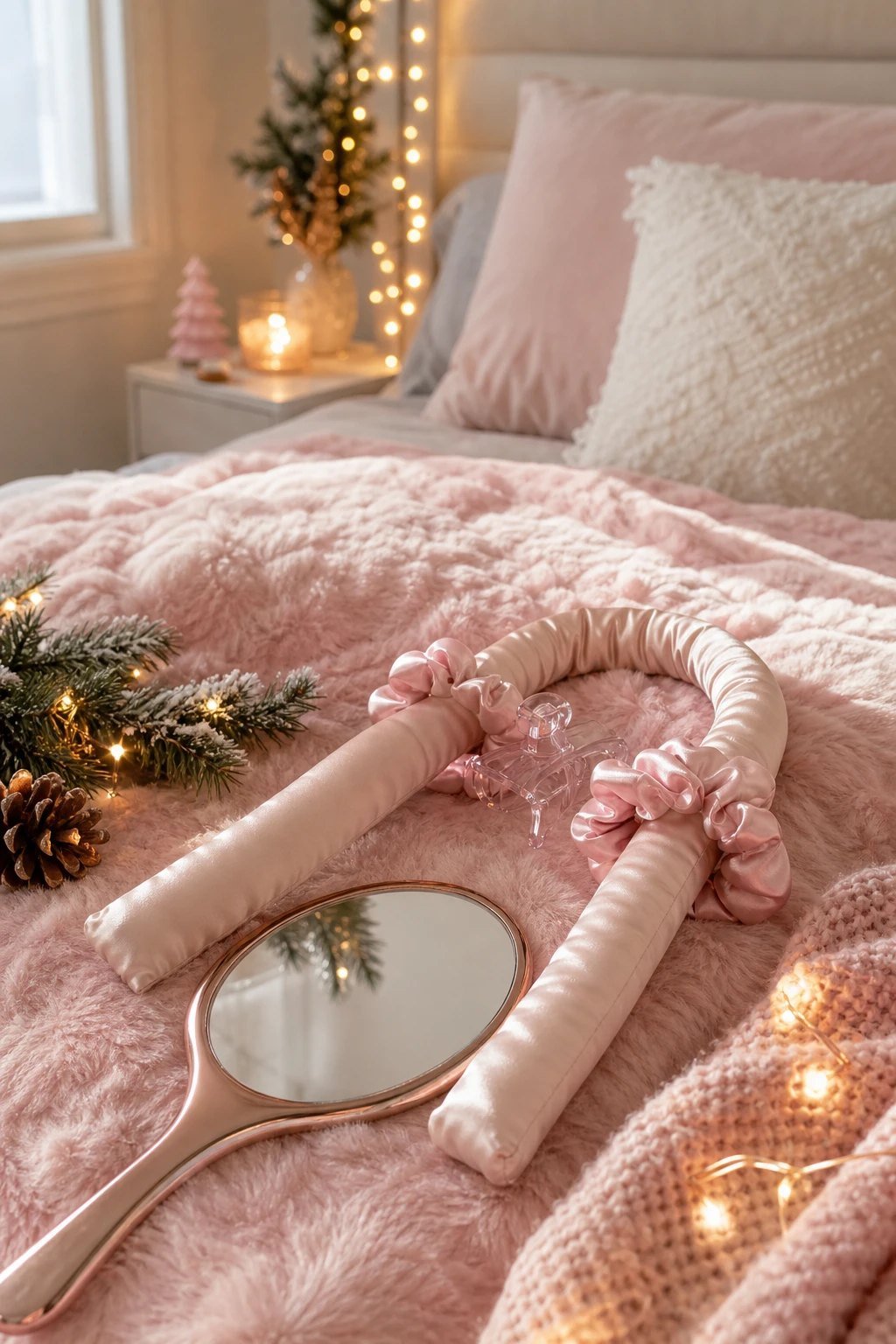 A heatless curling set