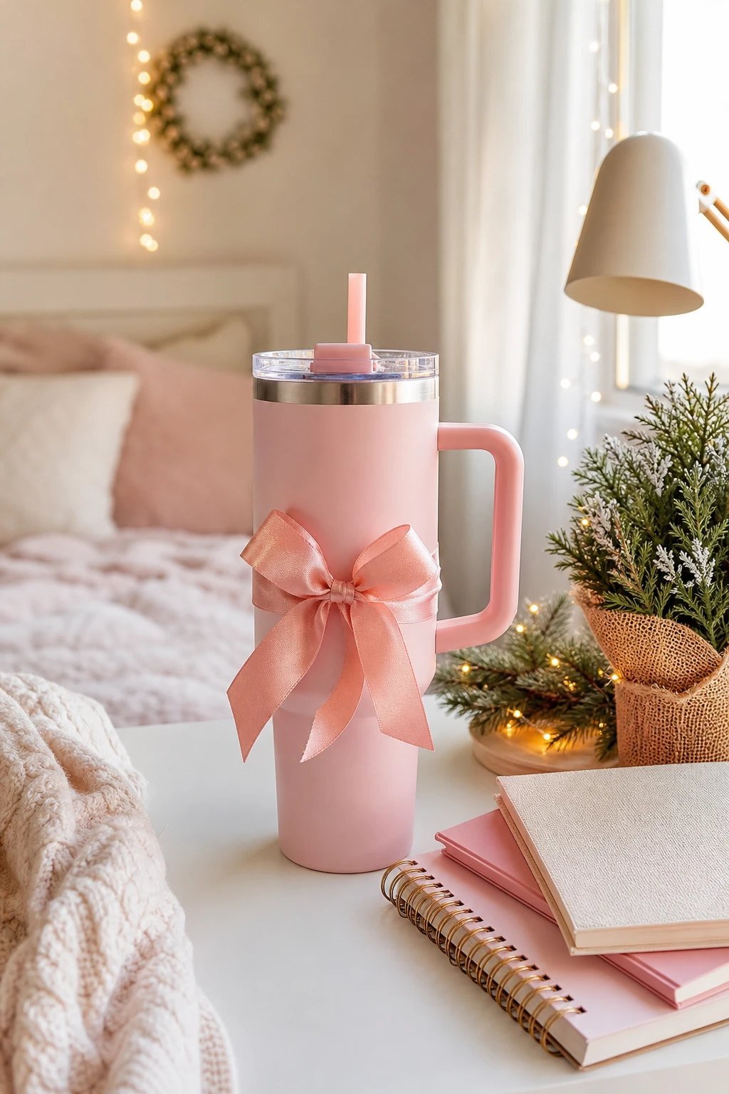 A 40 oz tumbler with a handle