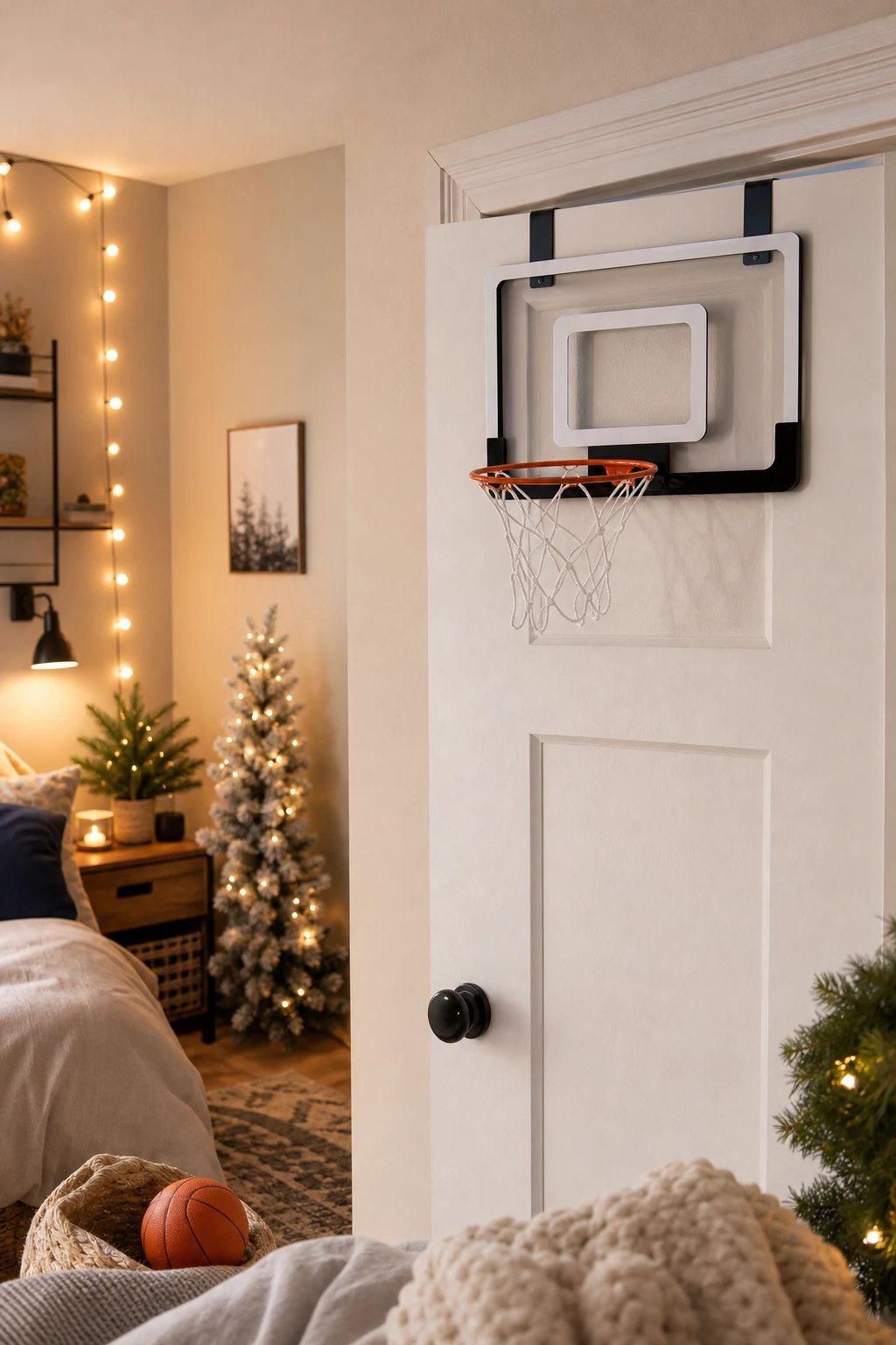 An over the door mini basketball hoop