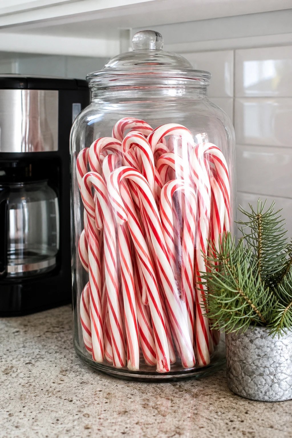 A candy cane jar