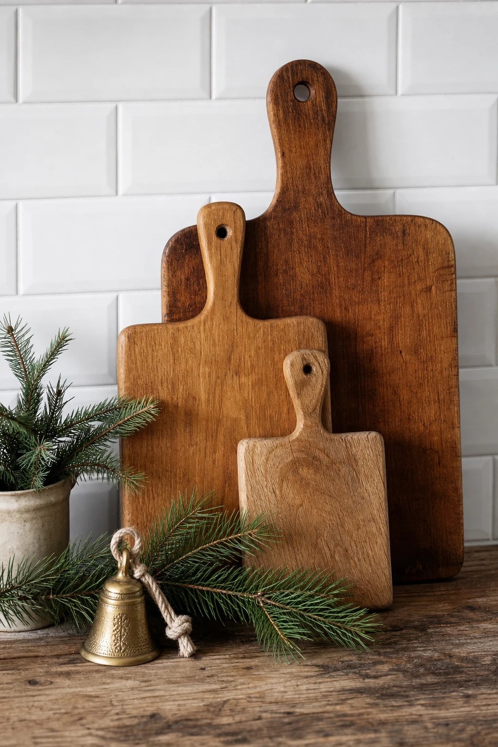 Cutting boards and greenery